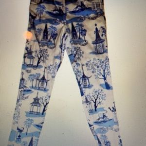 NWT Gretchen Scott Designs Gripeless jeans sz Med Pagodas Chinoisserie